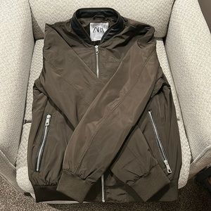 Zara Bomber Jacket- Army Green with Zipper